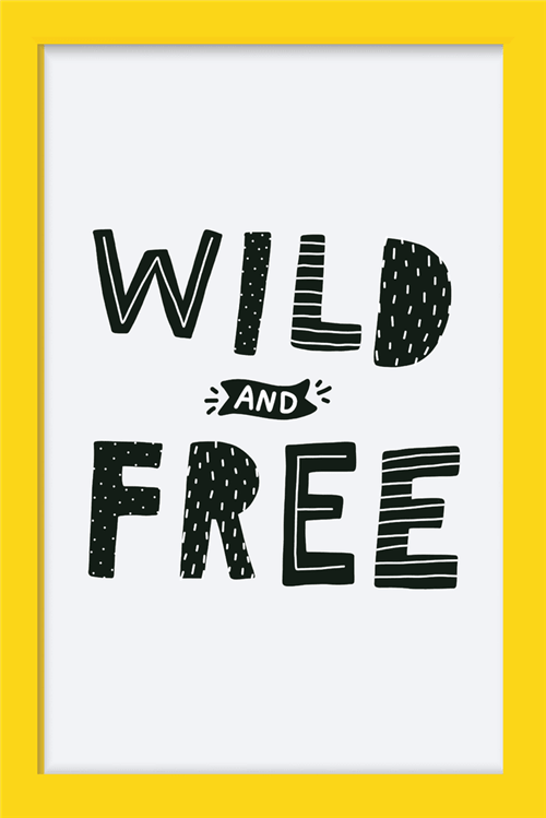 Quadro Wild And Free (30x40 Cm, Amarelo)