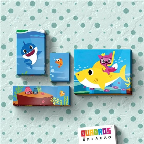 Quadros Decorativos "baby Shark" - 4 Peças