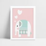 Quadros Quadros Decorativos Infantil elefante branco e rosa