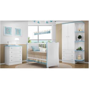 Quarto de Bebê Completo Doce Sonho Lojix - Qmovi - Branco/Azul