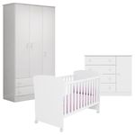 Quarto de Bebê Doce Sonho 2617 com Cômoda 2561 e Berço Americano 2484 Branco Brilho – Qmovi