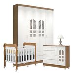 Quarto de Bebê Selena 4 Portas com Berço Lila Branco Acetinado Amadeirado – Carolina