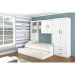 Quarto Infantil Branco Guarda - Roupa Chiara de 2 Portas com 2 Gavetas + Modula Aéreo + Bicama - Phoenix Baby