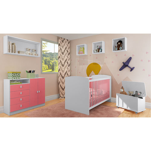 Quarto Infantil com Berço Aconchego Rosa 01