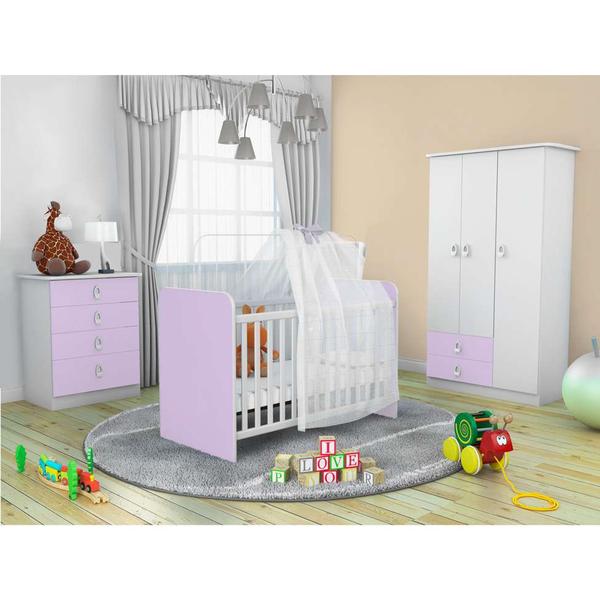 Quarto Infantil Inocência III Branco e Lilás - Batrol