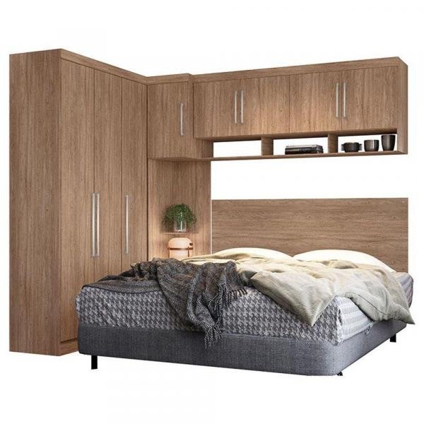 Quarto Modulado Casal Módena 5 Peças Composição 3 Demóbile Nogal Touch