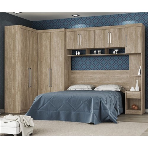Quarto Modulado Casal Módena 6 Peças Composição 6 Demóbile Nogal Touch