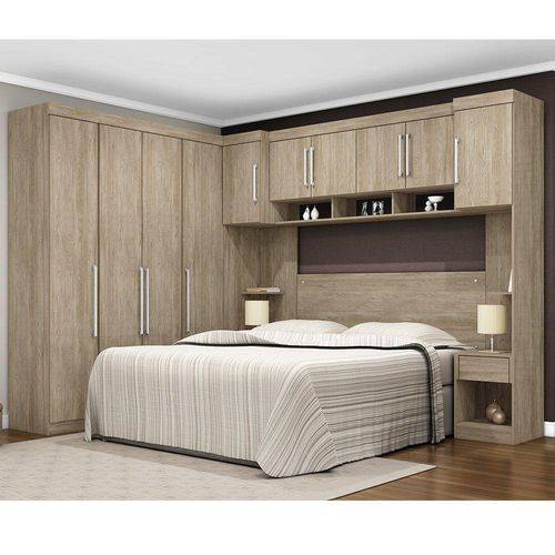 Quarto Modulado Casal Módena 7 Peças Composição 1 Demóbile Nogal Touch