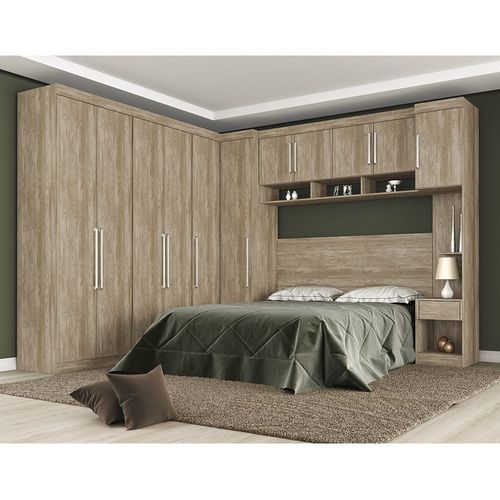 Quarto Modulado Casal Módena 7 Peças Composição 10 Demóbile Nogal Touch