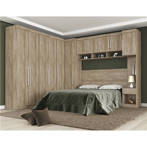 Quarto Modulado Casal Módena 7 Peças Composição 10 Demóbile Nogal Touch
