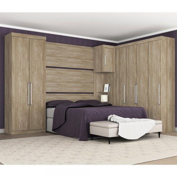 Quarto Modulado Casal Módena 8 Peças Composição 7 Demóbile Nogal Touch - Demobile