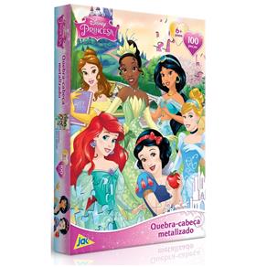 Quebra-Cabeça 100 Peças Metalizado - Princesas Disney
