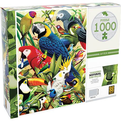 Tamanhos, Medidas e Dimensões do produto Quebra-cabeça 1000 Peças Aves - Grow