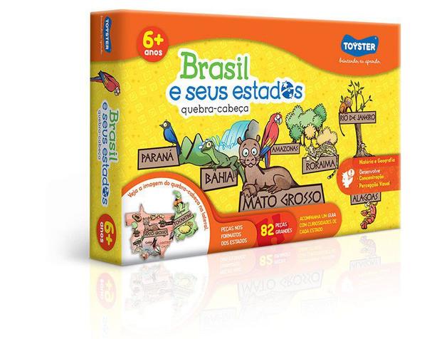 Quebra-cabeça - 82 Peças Grandes- Brasil e Seus Estados - Toyster