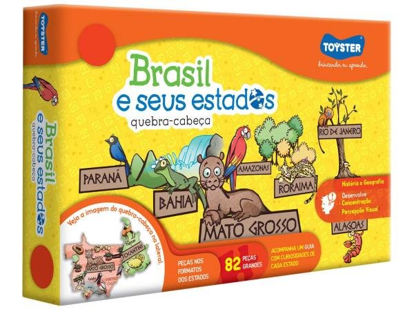 Quebra-Cabeça Brasil e Seus Estados 82 Peças - Toyster