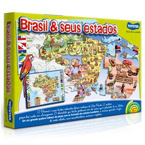 Quebra-Cabeça - Brasil e Seus Estados - 82 Peças - Toyster