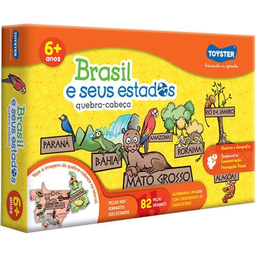 Quebra Cabeça Brasil e Seus Estados 82 Peças - Toyster