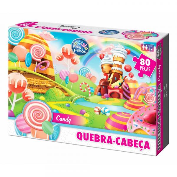 Quebra Cabeça Candy - 80 Peças - Pais e Filhos