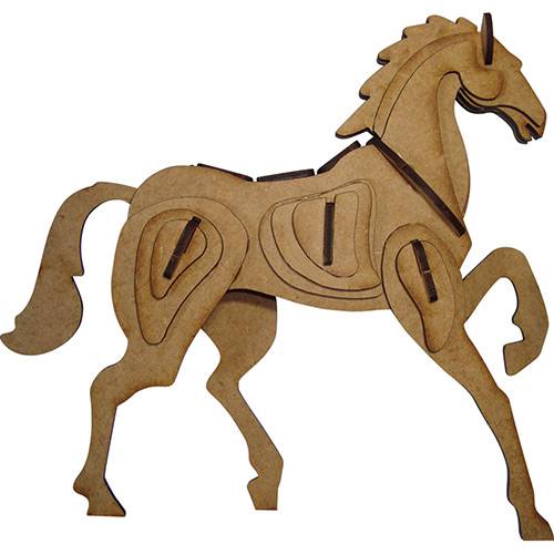 Quebra-Cabeça 3D Cavalo MDF - Cia Laser