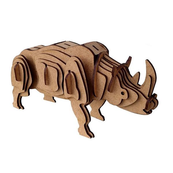 Quebra Cabeça 3D Rinoceronte Mdf - Monte Eduque