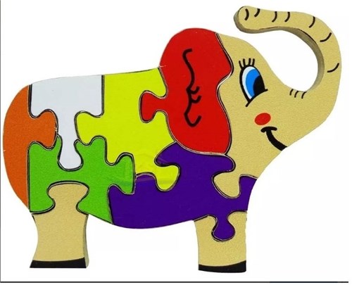 Quebra Cabeça Elefante - Madeira - Brinquedo Pedagógico
