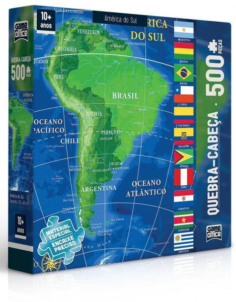Quebra-cabeça Mapa América do Sul 500 Peças - Toyster