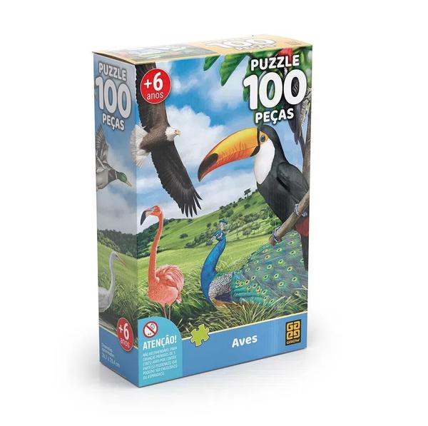 Quebra Cabeça Puzzle 100 Peças Aves - Grow
