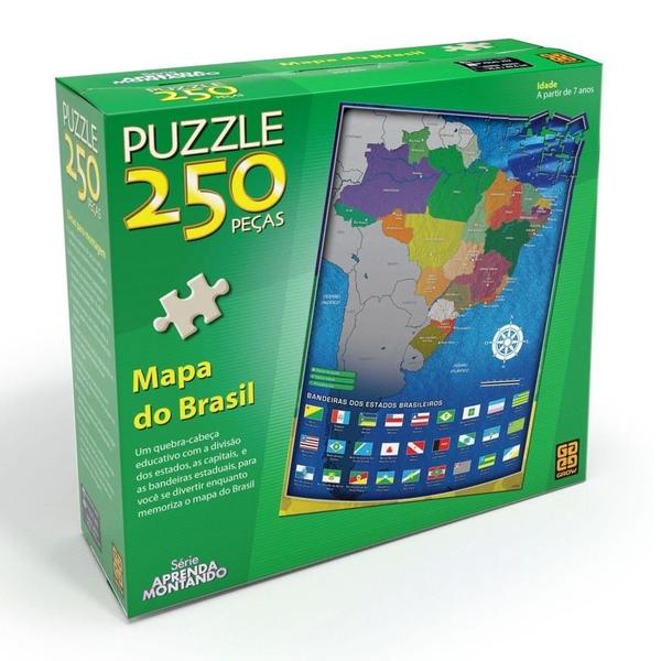 Quebra Cabeça Puzzle 250 Peças Mapa do Brasil da Grow 01706