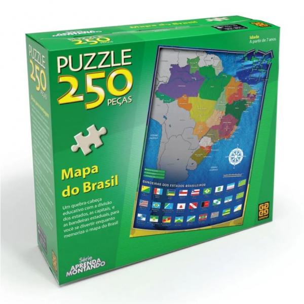 Quebra-Cabeça Puzzle 250 Peças Mapa do Brasil - Grow