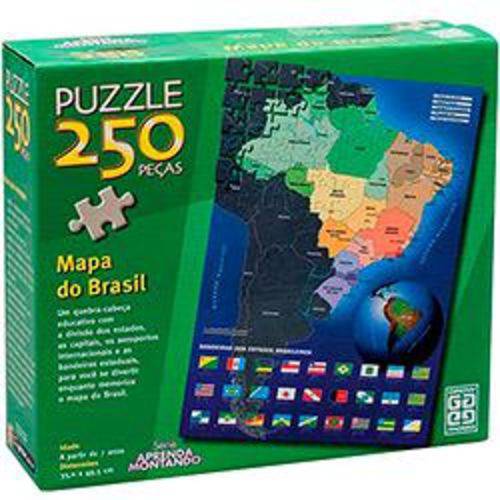Tudo sobre 'Quebra-Cabeça - Puzzle C/ 250 Peças Mapa do Brasil - Grow'