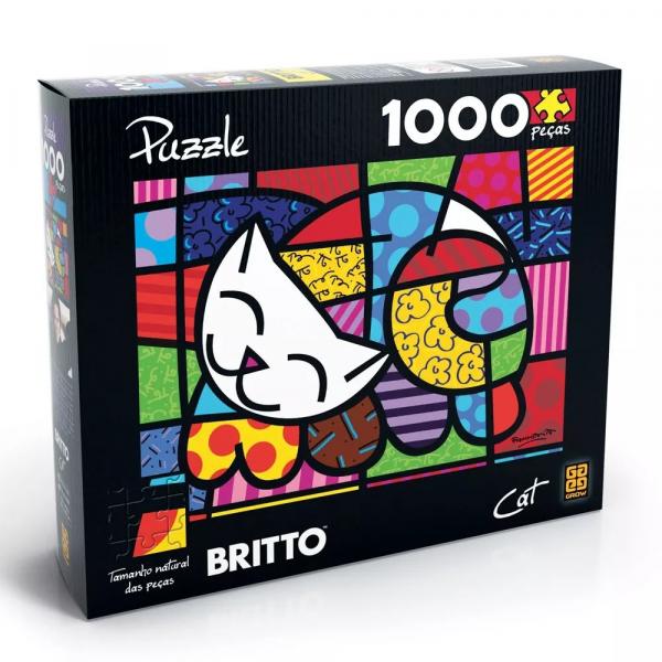 Quebra Cabeça Puzzle Romero Britto Cat 1000pc - Grow