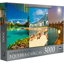 Quebra-Cabeça Super Box Deluxe Praias 3000 Peças - Game Office