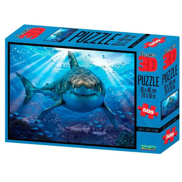 Quebra Cabeça Super 3D Tubarão 500 Peças - Multikids