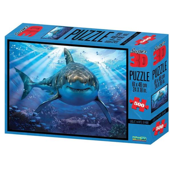 Quebra Cabeça Super 3D Tubarão C/500 Peças BR1054 - Multikids