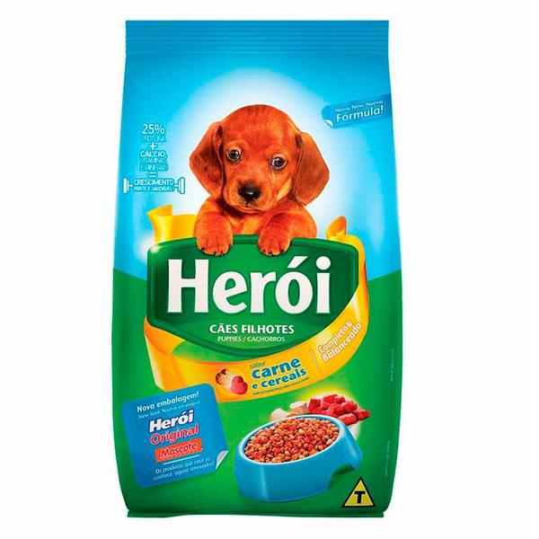 Ração Cães Filhotes 15kg Carne e Cereais Herói