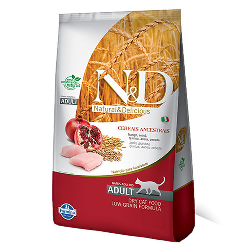 Ração Farmina N&d Low Grain para Gatos Adultos Sabor Frango e Romã - 1,5kg