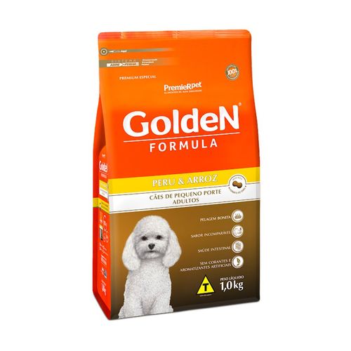 Tudo sobre 'Ração Fórmula Golden para Cães Adultos de Porte Pequeno Sabor Peru e Arroz 1kg'