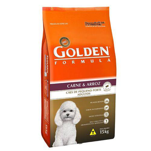 Ração Golden Fórmula Mini Bits para Cães Adultos Pequeno Porte Sabor Carne e Arroz 15kg