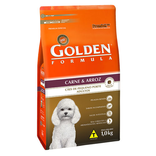 Ração Golden Fórmula Mini Bits para Cães Adultos Pequeno Porte Sabor Carne e Arroz 1kg