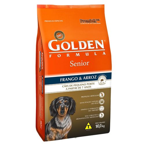 Ração Golden Fórmula Mini Bits Senior para Cães Adultos de Pequeno Porte Sabor Frango e Arroz 10,1kg