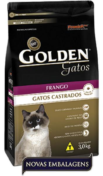 Ração Golden Gato Adulto Castrado - Frango - 3kg - Premier