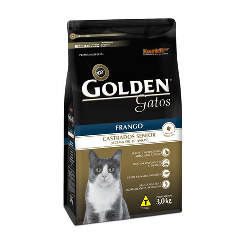 Ração Golden Gatos Adultos Castrados Sênior Frango 3kg