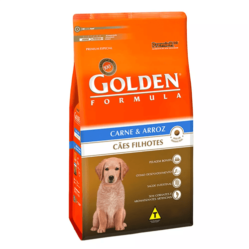 Ração Golden para Cães Filhotes Sabor Carne e Arroz 15Kg