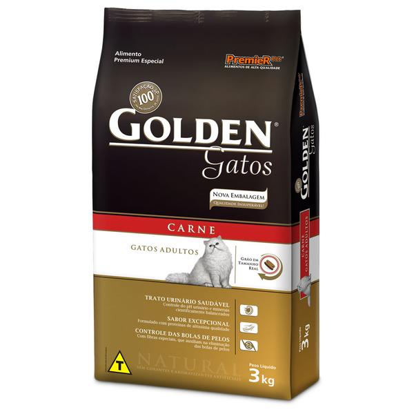 Ração Golden para Gatos Adultos Sabor Carne 3kg - Premier
