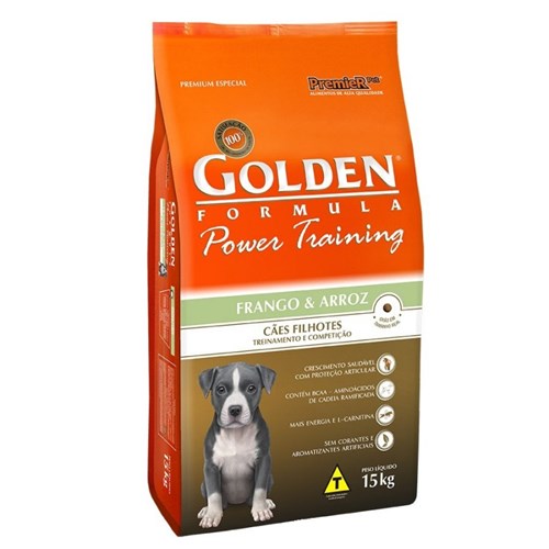 Ração Golden Power Training Cães Filhotes Frango e Arroz - 15kg