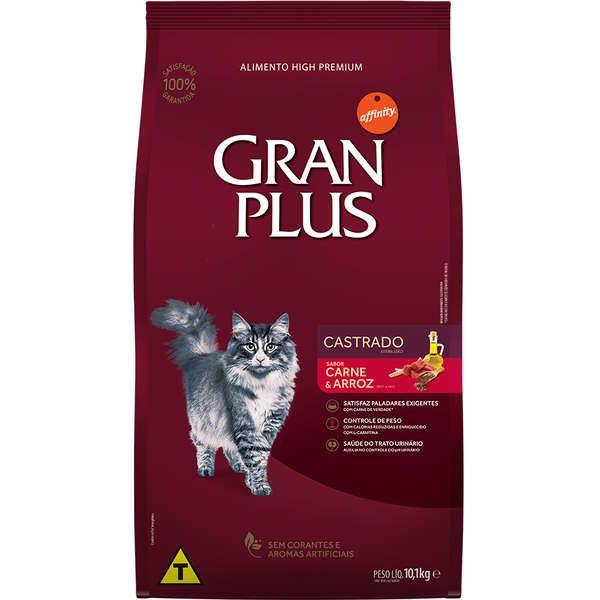 Ração Gran Plus Gatos Castrados Carne e Arroz (10,1 Kg) - Affinity Guabi - Gran Plus - Affinity Guabi