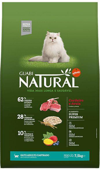 Ração Guabi Natural Gato Castrado Cordeiro e Aveia - 7,5kg