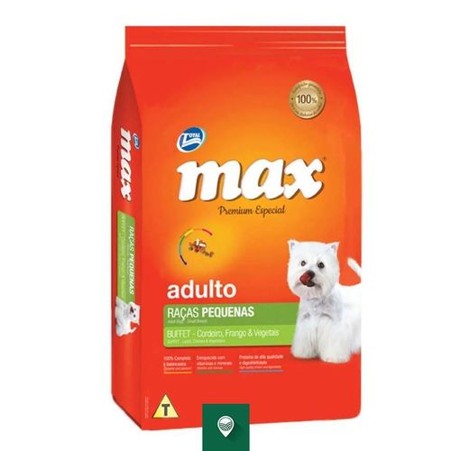 Ração Max Cães Adultos Raças Pequenas Buffet Cordeiro, Frango e Vegetais - 10,1kg