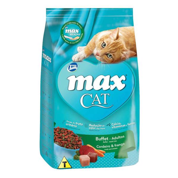 Ração Max Cat Buffet para Gatos Adultos Sabor Cordeiro e Frango - 20kg - Total