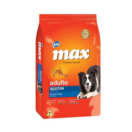 Ração Max Selection para Cães Adultos Sabor Carne e Frango - 15 Kg